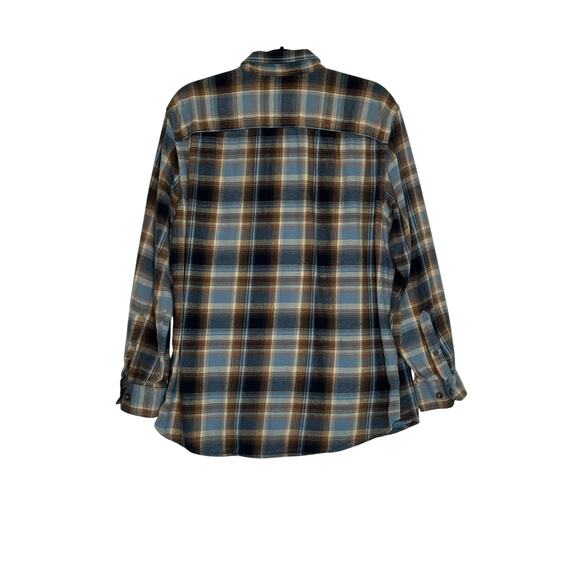 Outdoor Life Blue Brown Flannel Button Casual Shirt size Large - Picture 8 of 9